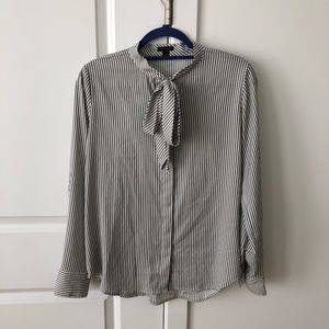 Ann Taylor gray striped blouse size S NWOT